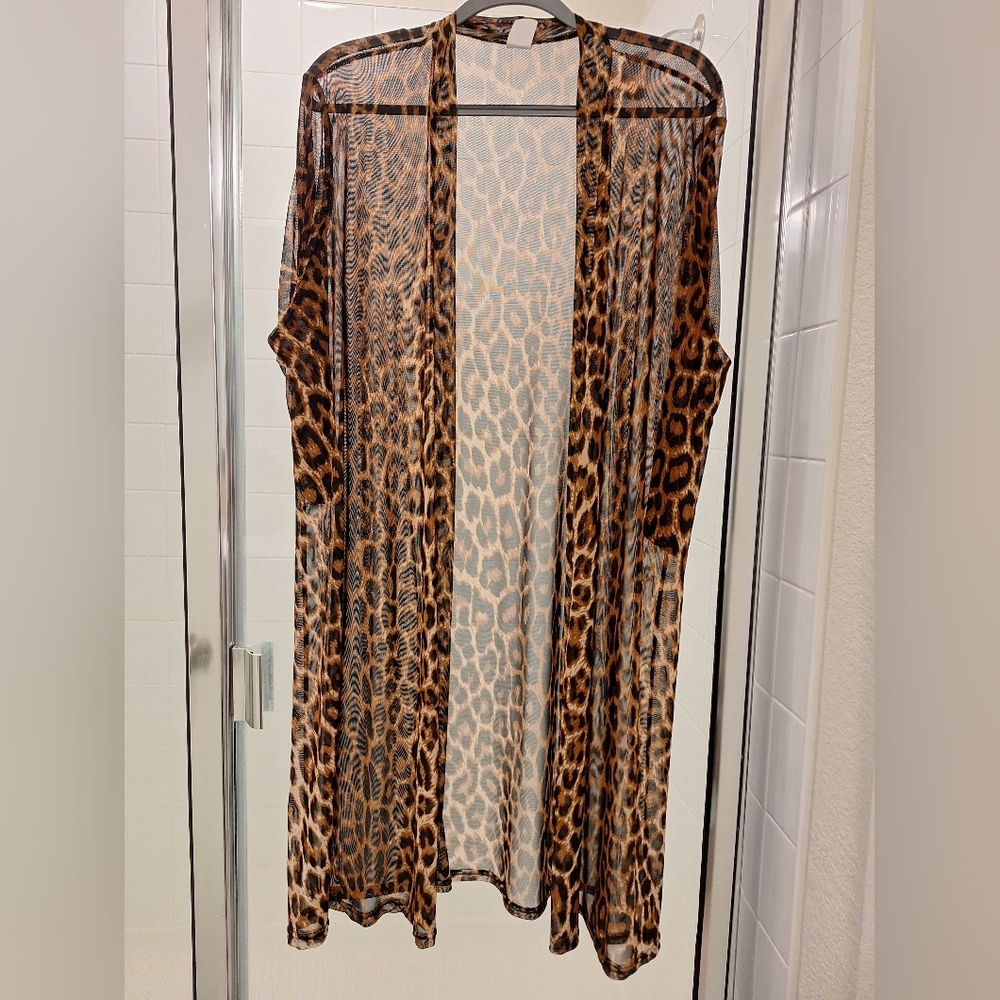 Leopard Print Sheer Kimono